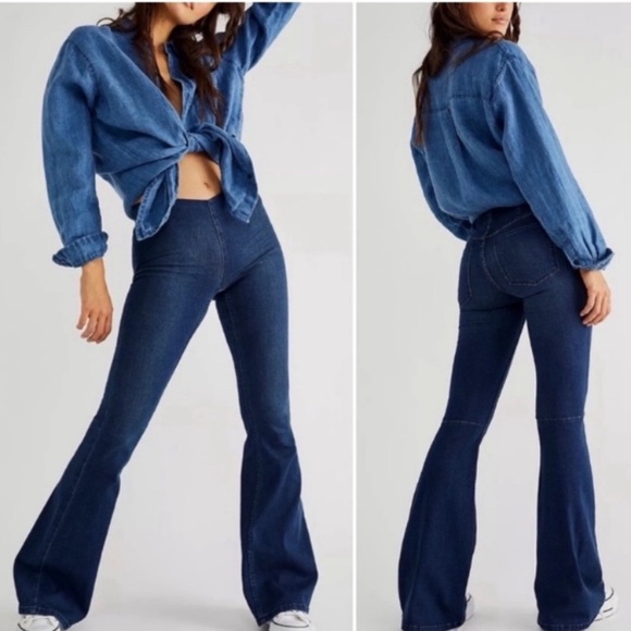 Free People Denim - NEW Free People Penny Pull On Flare Rich Retro Inspired Mid Rise Jeans Size 29